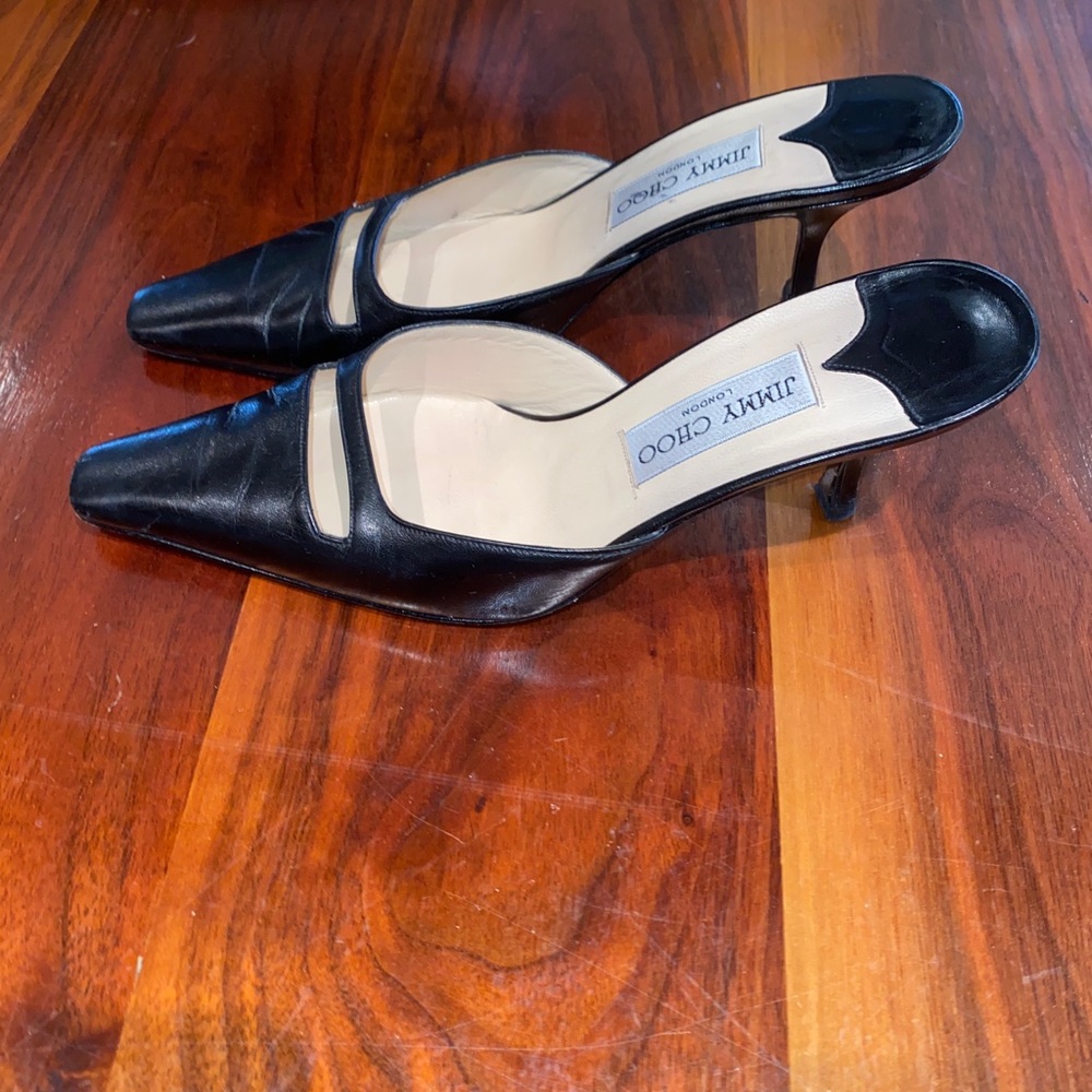 Jimmy Choo black pump slides